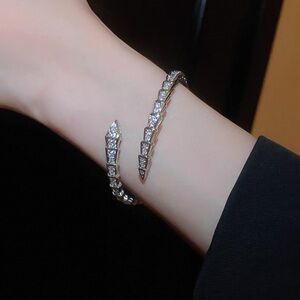 Silver Rhinestone Snake Bracelet 🐍